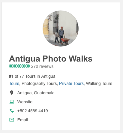 Antigua Photo Walks are rated number 1 on TripAdvisor by travelers from all over the world.