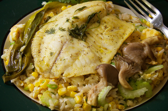 Food Photography: Baked Fish Fillet over Fried Rice