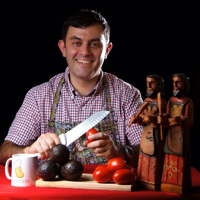 Portrait of entrepreneur Luis F. Prieto of El Frijol Feliz Cooking School in La Antigua Guatemala