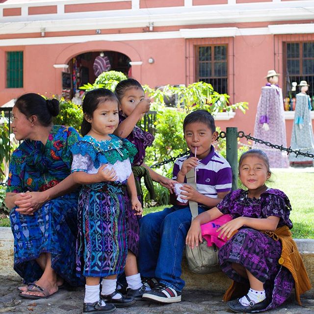 A stamp of quotidian life in Antigua Guatemala: the happy and colorful people from Guatemala