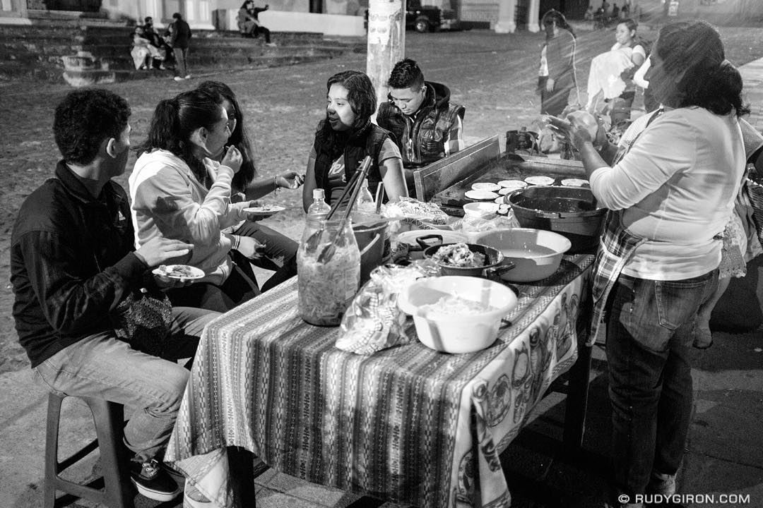 Eating Salvadorian Pupusas at the Park of San Pedro Las Huertas, Antigua Guatemala