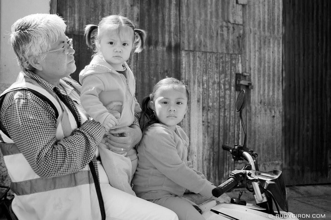 A Family Street Portrait from Antigua Guatemala While Doing Errands on the Family Vehicle