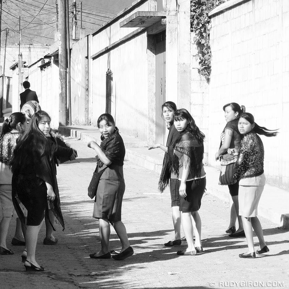 A group of catholic women doing a fund raisers through the streets of Ciudad Vieja, about two miles from Antigua Guatemala.